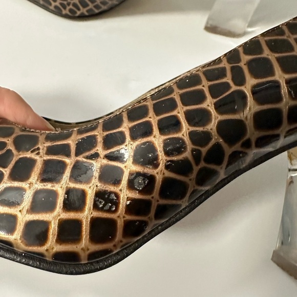 J RENEE VINTAGE Brown Alligator woman clear 2.5" classic preppy office heel 7.5 - Picture 4 of 15